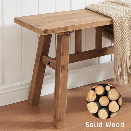Wnutrees 43" Solid Wood Bench, Farmhouse Rustic Entryway Bench Seat for Dining Room, Hallway, End of Bed, Handcrafted Finish, Natural