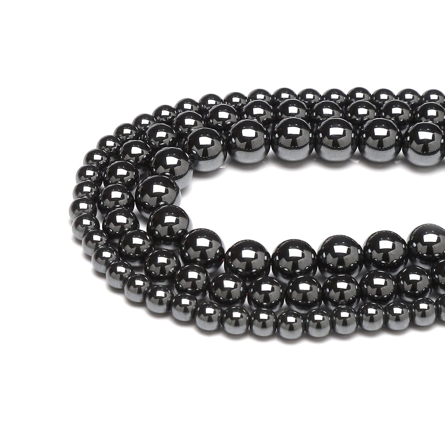 35pcs 10mm Natural Black Hematite Gemstone Beads Energy Healing Crystal Round Loose Stone Beads for Jewelry Making, DIY Bracelets Necklaces