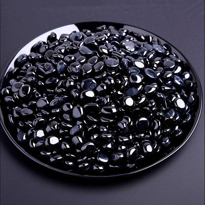 SigMntun Polished Obsidian Crystal Chips 200 Pcs - 0.3" 10 oz Tumbled Stone Chips Crushed Sea Glass Stones Healing Reiki Crystal Making Home Decoration