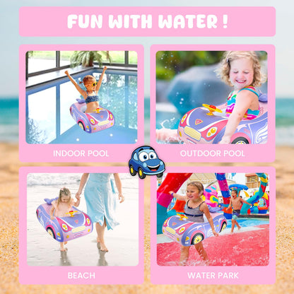 Baby Pool Float 3D Car Baby Floaties for Toddlers 12-48 Months Heavy Duty Infant Swim Float Toddlers Pool Floats Kids Swim Floaties Swimming Pool Floats for 1-4 Years Toddler Floaties for Boys & Girls