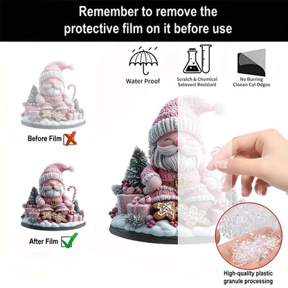 Pink Santa Claus Acrylic Desktop Decoration, Suitable for Home Décor in Living Room or Office. Idea Gift Choice: Halloween, Christmas, Birthday, Anniversary, Valentine's Day, Celebrations