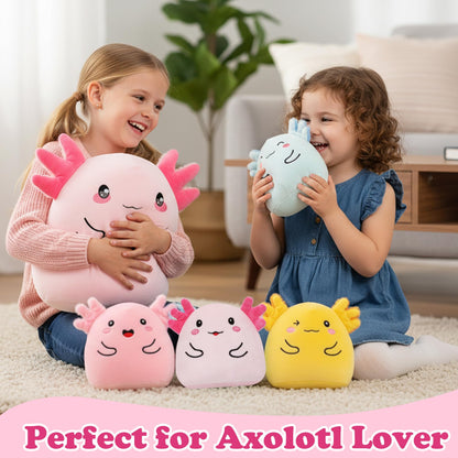 Axolotl Plush with 4 Babies Inside - 13 Inch Mommy Axolotl Plush Interactive 4 Colorful Baby in Tummy 5-Piece Cute Big Axolotls Adopt Toy Plushies for Girls Boys 0-8 Kids Birthday Baby ShowerGift