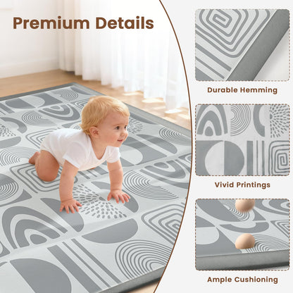 Omedecal 59"×71" Baby Play Mat for Floor & Playpen, 1.2" Thick High-Density Foam Nursery Mat for Tummy Time, Soft Plush Carpet with Non-Slip Bottom for Infant Toddler Baby Crawling & Playing (Grey)