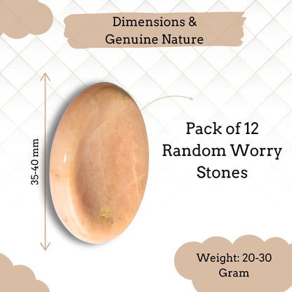 Anaya Agate Pack of 12 Worry Stones Bulk Set – Wholesale Bulk Crystal Thumb Worry Stone for Anguish, Stress – Relaxing and Soothing Balance Stones for Meditation – Healing Stones for Women and Men