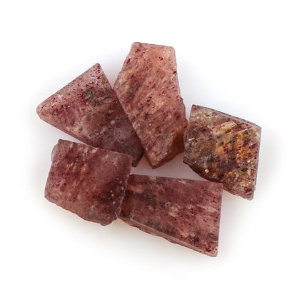 CRYSTALINES 5pcs Wholesale Natural Raw Strawberry Quartz Gemstone, Untreated Rough Stones, Bulk Loose Supplies, DIY Crafts, Jewelry Making, Healing Crystals, Gem Collection, AAA Grade
