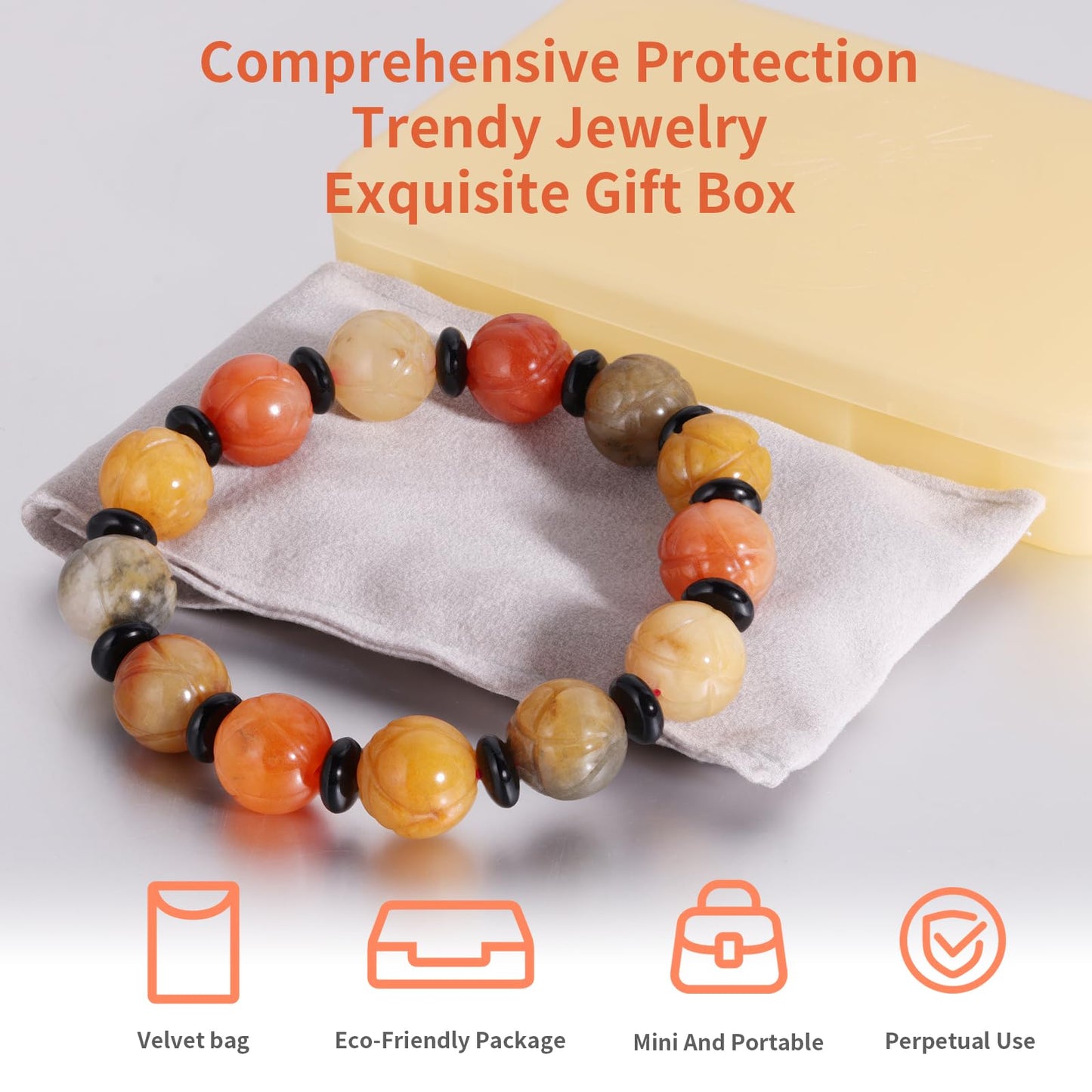 Lusomch Handmade Natural Jade Beaded Bracelet for Women & Men – Genuine Green/White Jade Gemstone Stretch Bracelet – Lucky Energy Healing Jewelry Gift for Peace, Prosperity & Protection ST-V-04