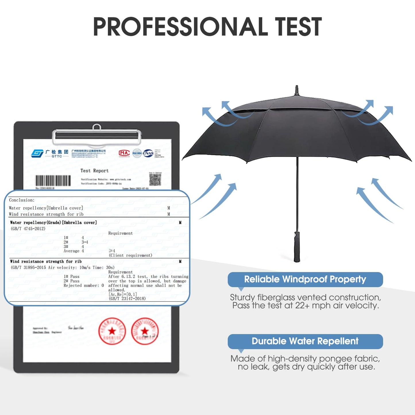 G4Free 47/54/62/68/72 Inch Automatic Open Golf Umbrella Extra Large Oversize Double Canopy Vented Windproof Waterproof Stick Umbrellas (Black)