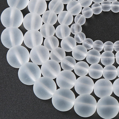 180pcs 4MM Matte White Crystal Glass Natural Stone Beads Round Loose Crystal Energy Beads for Jewelry Making DIY Bracelet Necklace 2 Strands 32"