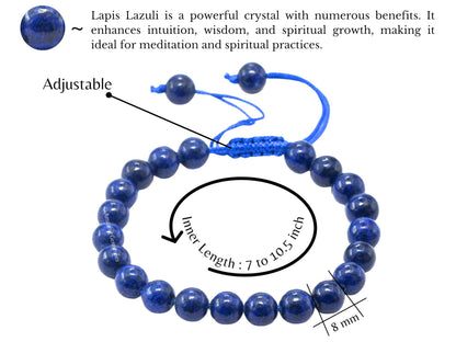 Amazing Gemstone Lapis Lazuli Bracelet for Women Men's Gifts - Protection Healing Crystal 8mm Gemstones Beaded Adjustable Bracelet Pulseras Para Hombres Mujer Stocking Stuffers (Lapis Lazuli Onyx)