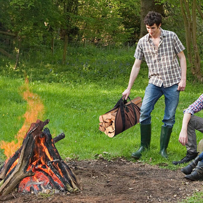 Firewood Carrier Log Bag Waxed Canvas Log Tote Bag for Indoor Fireplace Log Holders with Handle Large Fire Wood Carriers for Outdoor Fire Pit Fireplace Wood Stove Accessories Log Bag