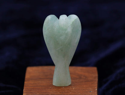 Crocon Green Jade Gemstone Guardian Angel Healing Figurine, Hand Carved Pocket Angel - Crystals for Positive Energy, Handmade Mini Statue for Love, Peace & Healing, Natural Gemstone Healing Figurine
