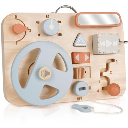 Vanplay Montessori Busy Board for Toddlers - Wooden Montessori Toys, Aesthetic Sensory Activity for Fine Motor Skills, Travel Busy Board Educational Sensory Toys for Boys and Girls
