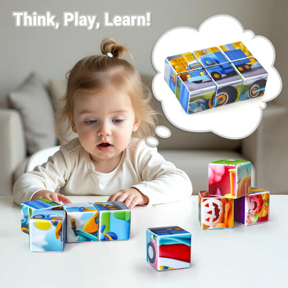Pairez Toys Magnetic Blocks Toys for Toddlers, Pack of 6 Random Themed Puzzles Bundle, Total 36 PCS of Blocks in 36 Patterns, Magnetic Tiles for Kids Ages 3-5, Preschool STEM Educational Sensory Toys