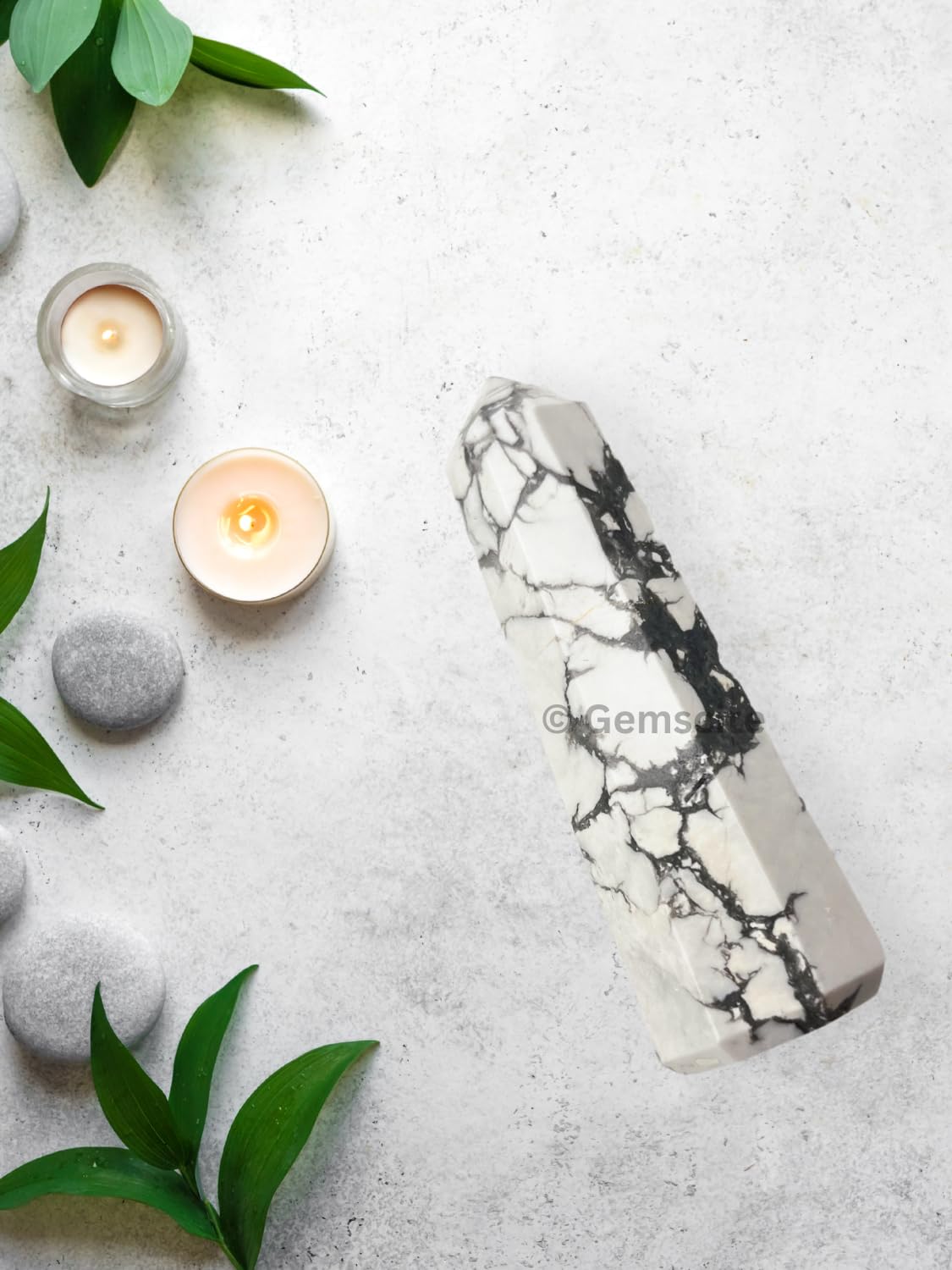 WholesaleGemShop 3 Inch Gemstones HOWLITE Obelisk Tower Jumbo Facet Aura Rock Crystal Natural Polished Earth Wand Spirit