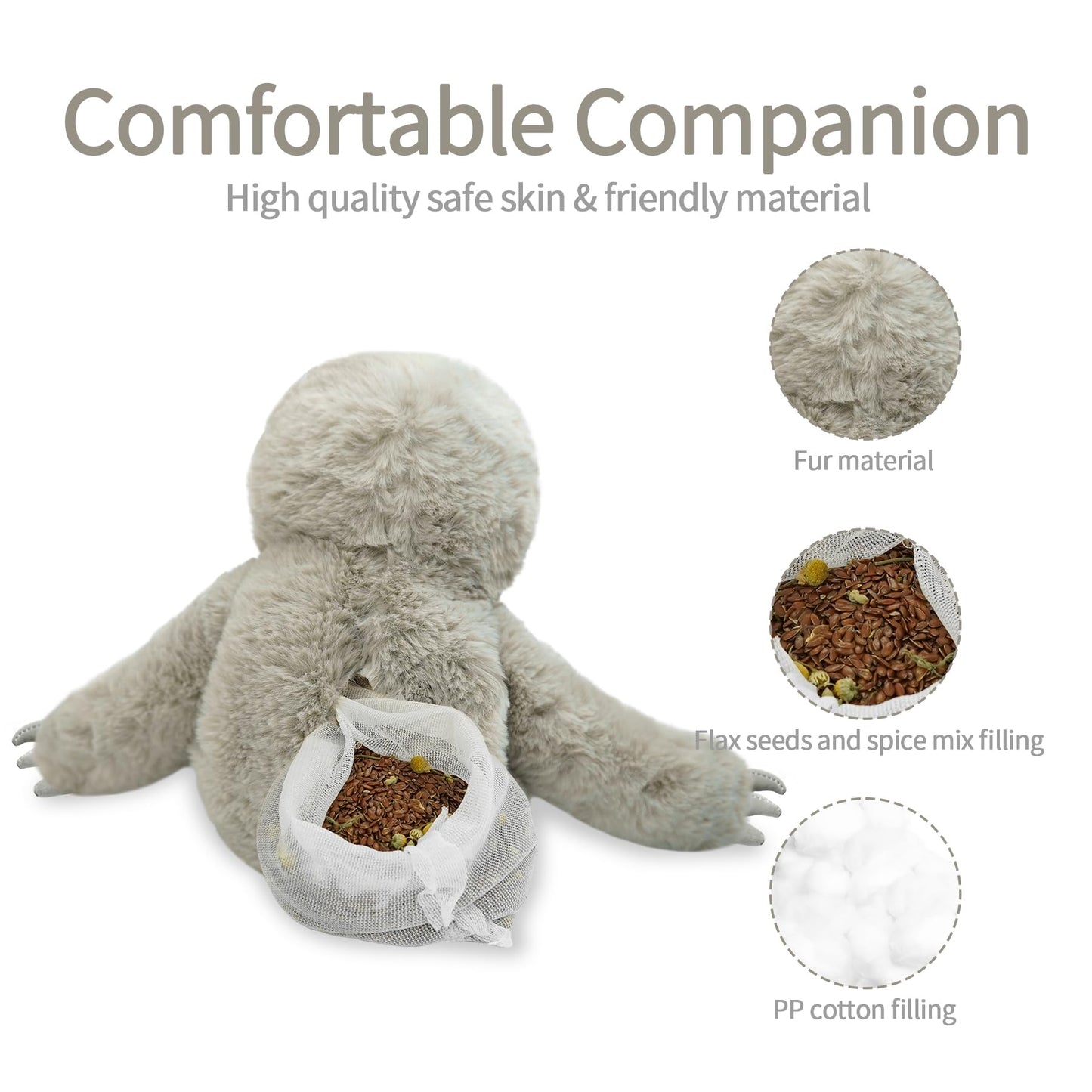 Pluhsould Microwavable & Weighted Stuffed Animals,Sloth Stuffed Animal 8.5 Inch, 1.1 Lbs,Cute Soft Plush Toys for Boys, Girls, Babies & Toddlers（Lightly Scented with Chamomile