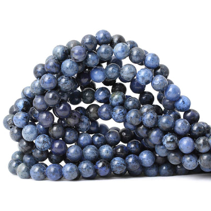 CHEAVIAN 45PCS 8mm Natural Dumortierite Gemstone Round Loose Stone Beads for Jewelry Making Crafts Design 1 Strand 15"