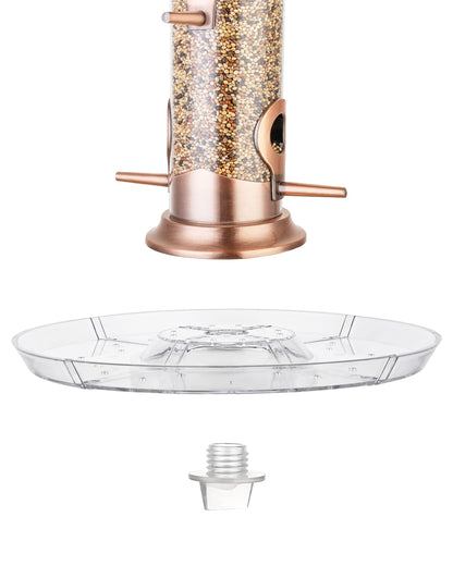iBorn Bird Feeders Seed Catcher for Outside Hanging 6 Port Bird Feeder for Cardinal Birds Aluminium Metal,Brushed Copper Finishing 14 Inch 6 Port (Seed is not Included)