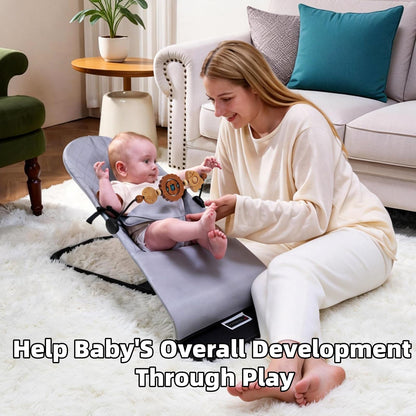WYFWFDF Baby Bouncer Toy Bar Compatible with Baby Bjorn Bouncer， with Wooden Toys in Flying Saucer, Spaceship, and Planet Shapes to Stimulate Baby's Curiosity and Desire to Explore