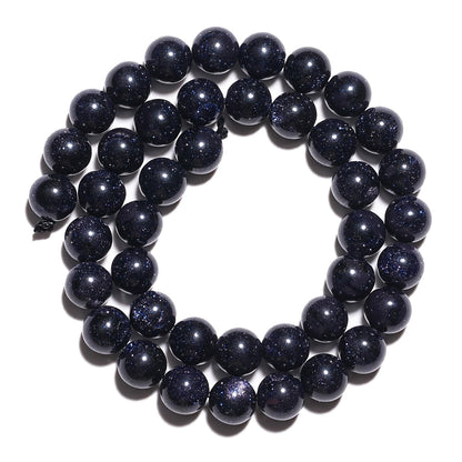 10mm Natural Blue Sandstone Gemstone Beads Polished Round Smooth Stone Beads for Bracelets Jewelry Making 15inch Loose Beads