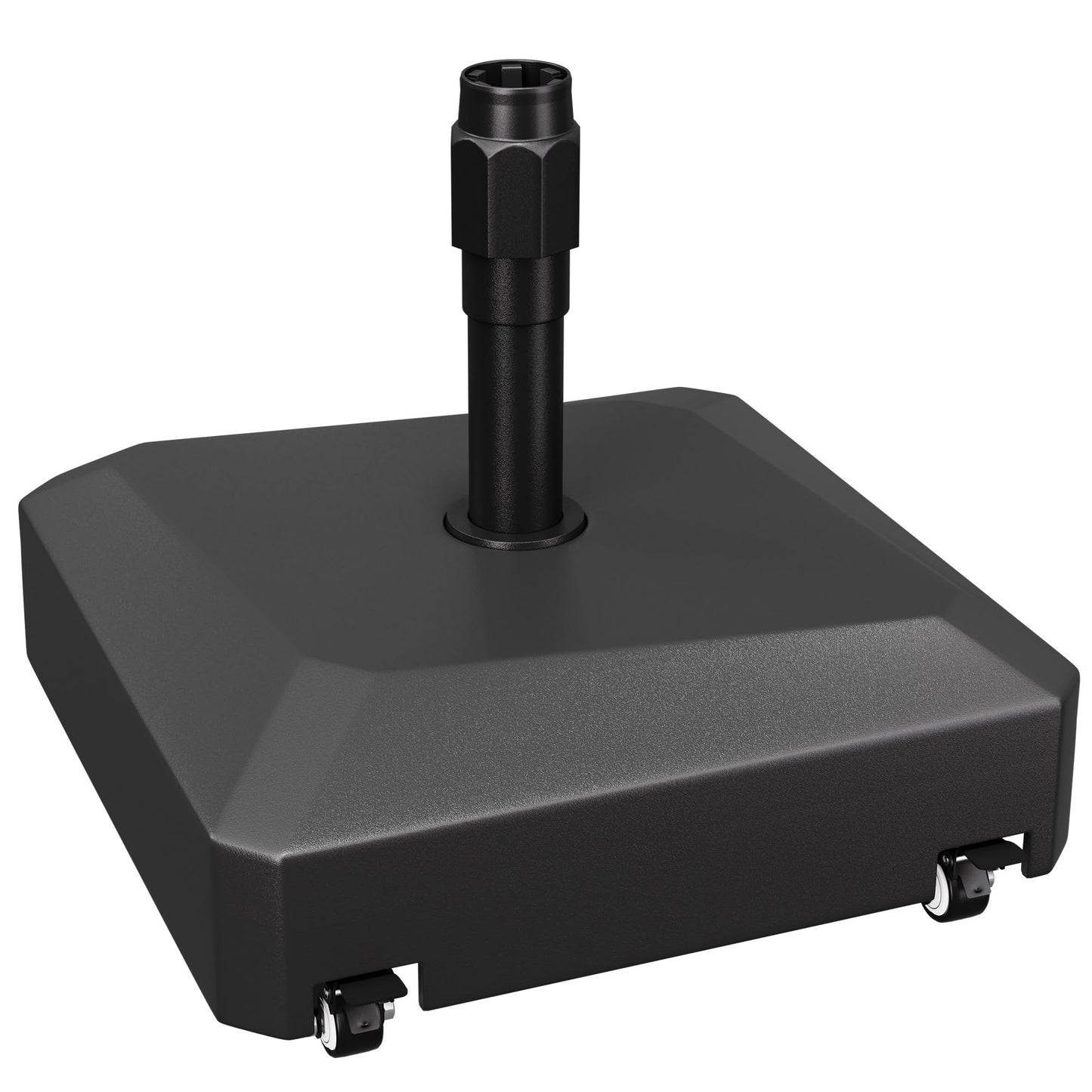 AreShark 123lb Max Capacity Patio Umbrella Stand, Mobile Outdoor Umbrella Base Heavy Duty Stand for Market Patio Outdoor w/ 4 Wheels, 2 Locks, 2 Knobs (Black)