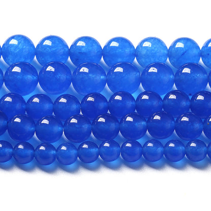 90pcs 4mm Natural Blue Jades Chalcedony Stone Beads Round Loose Spacer Beads for Jewelry Making DIY Bracelets Crystal Energy Healing Power Stone (4mm, Blue Chalcedony)
