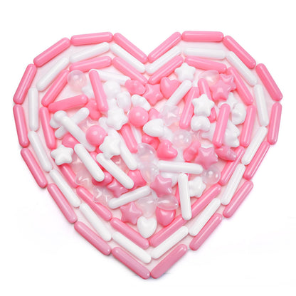 STARBOLO Ball Pit Balls for Kids -200pcs Stars Hearts Strips Crush Proof Play Balls Plastic Macaron Toy Balls for Ball Pit, Baby Pool Water Toys, Play Tent, Birthday Party Decoration