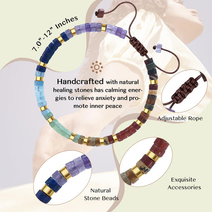 ZOKCC Chakra Bracelet Gifts for Women: 7 Chakras Crystals Healing Stones Beaded Bracelets for Women - Spiritual Anxiety Relief Birthday Christmas Gifts for Friends Sister Daughter Niece Granddaughter