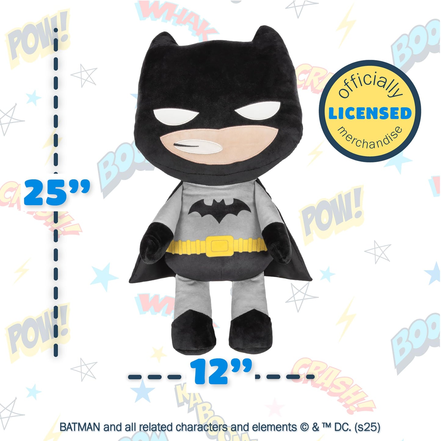 Kids Preferred DC Batman Plush, Beans in Body & Crinkle Feet, Extra Soft Stuffed Animal Toy for Baby and Toddler Boys & Girls – 25 Inch Size