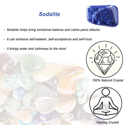 Sodalite Healing Crystal Stones, 1.25-2.0" Large Reiki Healing Gemstones Natural Tumbled Polished Stones for Energy Witchcraft Therapy Meditation