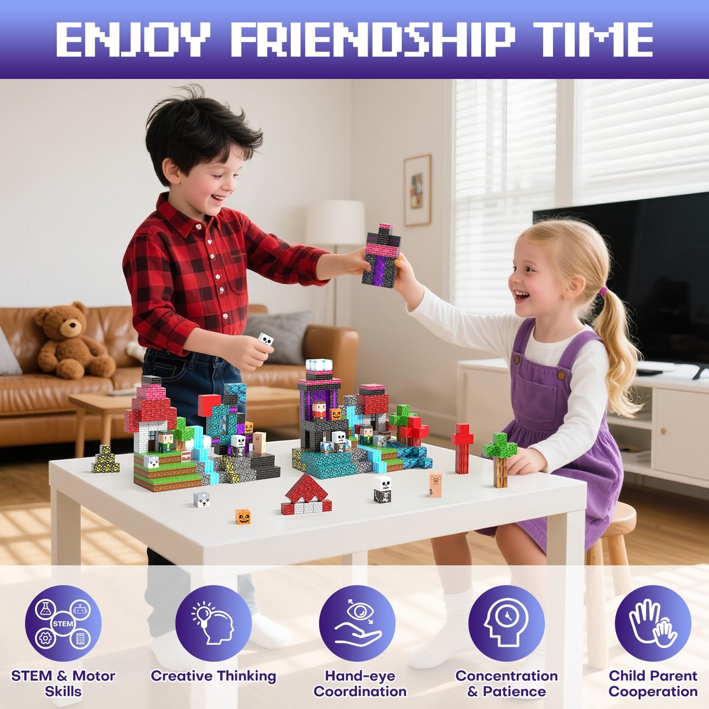 Kryzomat 150PCS Magnetic Blocks - Magnet Tiles Toys for Kids, Magnetic Building Blocks Cubes, Stacking Magnets Toys for Kids, Birthday Gifts for Boys and Girls Age 3+ Years Old