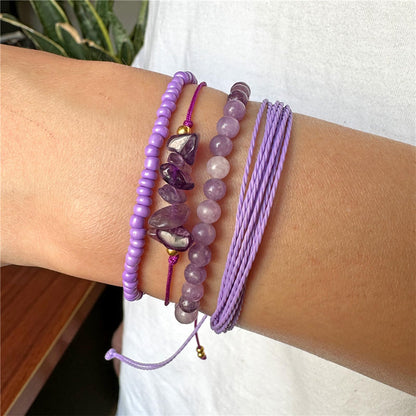 MORIANCE 4Pcs Lapis Lazuli Bracelet for Men Women Boho Lapis Lazuli Crystal Bracelet Lapis Lazuli Jewelry Natural Stone Blue Bracelets Blue Beaded Crystal Bracelet Stretch Woven Bracelets Set