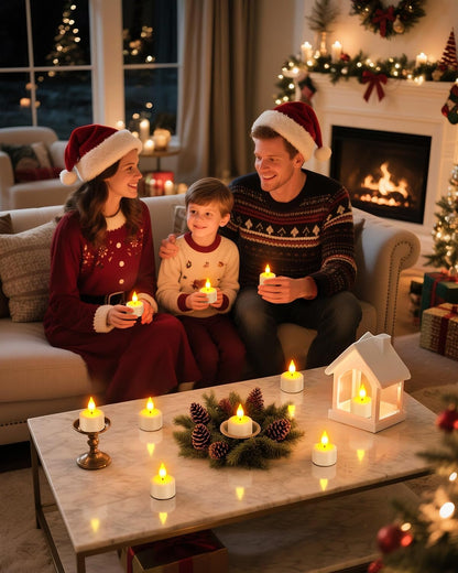 SoulBay Flameless Candles with Remote Control Timer & Charging Base, 12pcs USB Rechargeable Battery LED Tea Lights Candles Small Votive for Lantern Pool Mantle Weddings Emergency Christmas Decorative