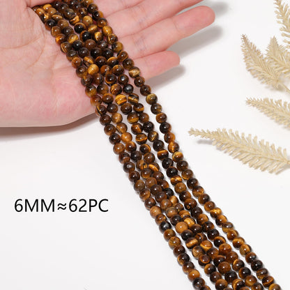 Yochus Natural Tiger Eye Beads, 60Pcs 6MM Onyx Agate Color Enhance Round Loose Beads Bulk, DIY Charm Smooth Gemstone Beads for Jewelry Making(4mm 8mm 10mm 12mm Beads)