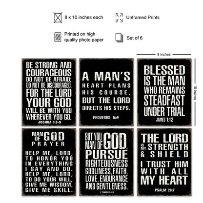 Christian Wall Art - Religious Wall Decor- Christian Gifts for Men - Motivational Quotes Scripture - Man cave Decor - Positive Quotes Wall Art - Inspirational Office Décor Print