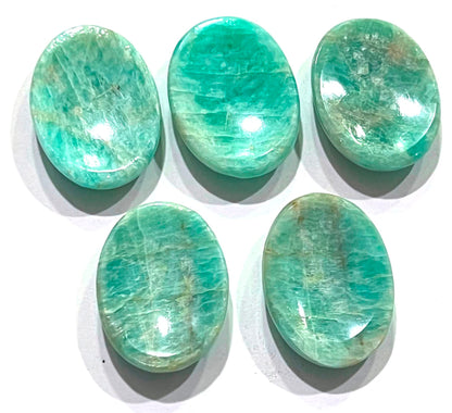 Wholesalegemshop Amazonite Thumb Worry Stones Metaphysical Gemstone Crystal Healing Reiki Men Women Gift FENG Shui Positive Energy Love Wellness Palm Stones Wicca Powerful