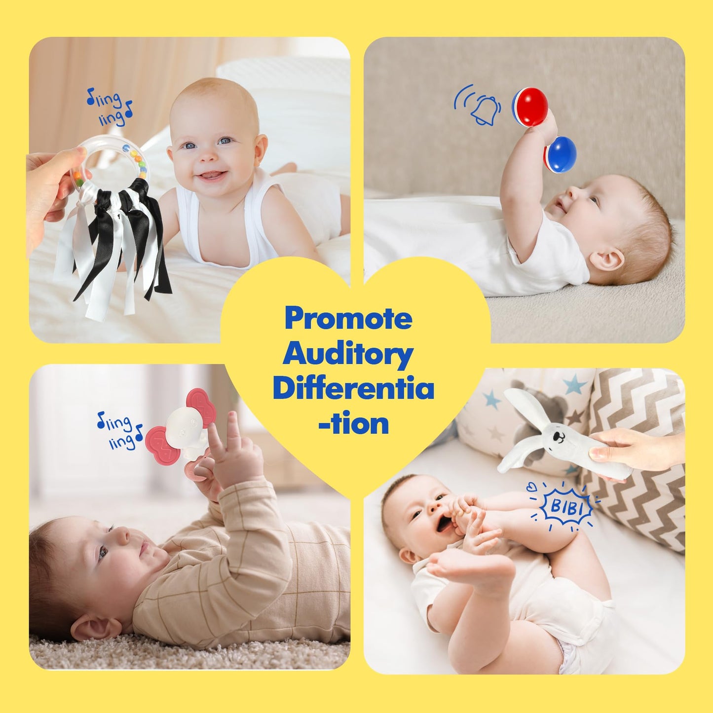 URMYWO 10 Pcs High Contrast Black and White Baby Toys for Newborn, Tummy Time Mirror, Rattle, Teether, Visual Stimulation Learning Cards, Sensory Toys for 0-6 Months, Baby Boy Girl Gift