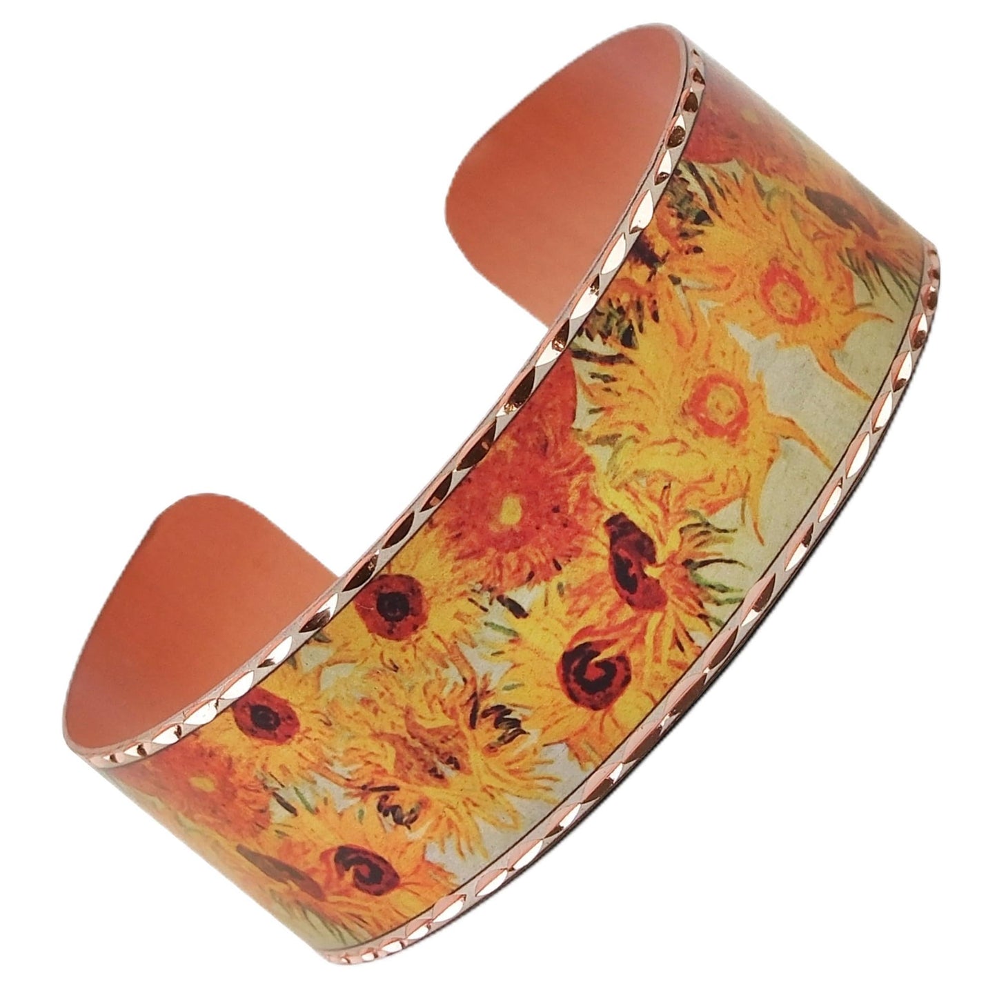 Moreni Copper Bracelet for Women – Handmade Engraved Cuff Inspired by “Sunflowers” – Artistic Pure Copper Jewelry with Gift Wooden Box