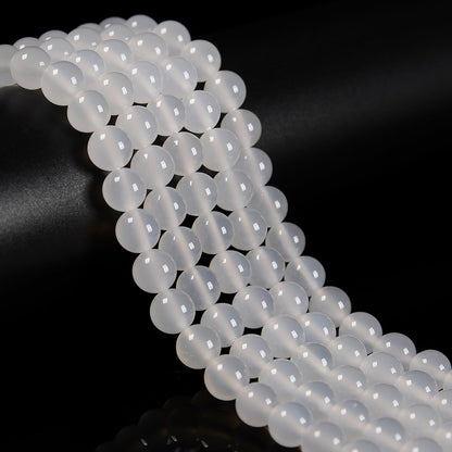 65Pcs 6mm White Agate Natural Faceted Round Loose Real Stone Beads Gemstone Genuine for DIY Hand Made Craft Jewelry Bracelet Earring Necklace String Making Energy Healing Power