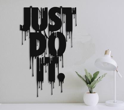 Benziso Motivational Metal Wall Art Inspirational Wall Decor Just Do It Decorative Sign for Office Encouragement Gifts (Black)