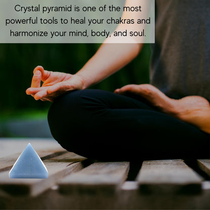 Amazing Gemstone Angelite Pyramid Crystal Healing Stones - 1" Great Pyramid Figurine of Natural Stone Pyramid for Meditation, Reiki, Chakra Balancing and Crystal Pyramids Grid