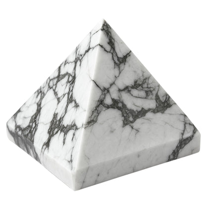 Amazing Gemstone Howlite Pyramid Crystal Healing Stones - 1.5" Great Pyramid Figurine of Natural Stone Pyramid for Meditation, Reiki, Chakra Balancing and Crystal Pyramids Grid