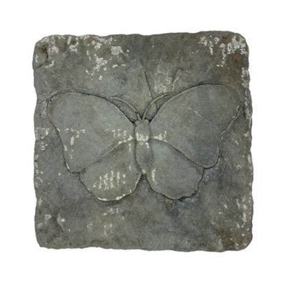 BestNest Athens Butterfly Stepping Stones, Cypress – Pack of 2 Square Concrete Garden Path Stones with Raised Butterfly Design, Gray & Green Hues, Durable Outdoor Landscaping Decor, 12" x 12"