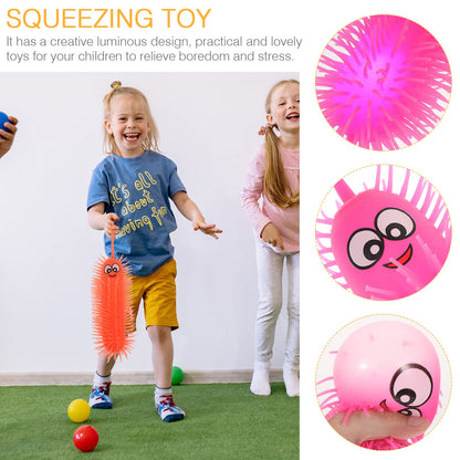 Flashing Light Up Stretchy Caterpillars, 4pcs Squishy Stress Balls Toy, Anxiety and Stress Relief Toys for Adults Teen Kids(Random Color)
