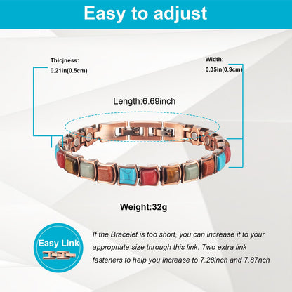 EnerMagiX Copper Bracelets for Women, 6.69inch Adjustable Effective Magnetic Bracelet, 3500 Gauss Magnets, Jewelry Gift