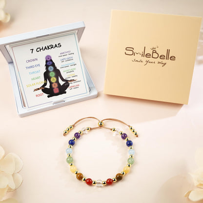 SmileBelle Chakra Protection Bracelets for Women, Crystals and Healing Stones as Healing Crystal Bracelet Beaded Bracelets as Stress Relief Gifts Inspirational Bracelet as Inspirational Gifts