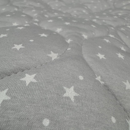 Byrd & Blume Round Baby Play Mat, Reversible Quilted Organic Cotton, Soft Circle Nursery Rug, Non Toxic, Foldable Portable, 40 Inch, Gray Stars/Solid Gray