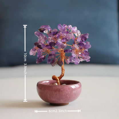 Amethyst Crystal Tree of Life Decor, Purple Gem Tree for Crystal Healing Amethyst Crystal Trees Decor, Handcrafted Gem Tree of Life for Home Decor (Amethyst)