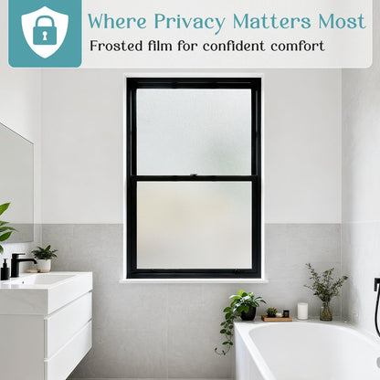Haton Window Privacy Film Frosted Glass Film for Door Bathroom Shower, Peel & Stick, Day & Night, Papel para Ventanas Privacidad, Covering Sticker Removable Decorative Translucent Pure 17.5" x 78.7"