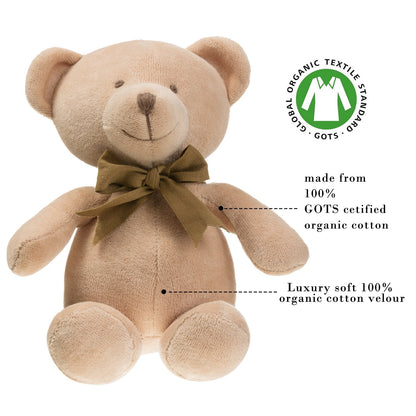 100% Organic Cotton Velour Teddy Bear for Baby Boy & Girl, Toddler Kids | GOTS Certified Eco-Friendly Clothes | Luxury Soft, Breathable & Comfortable Outfit