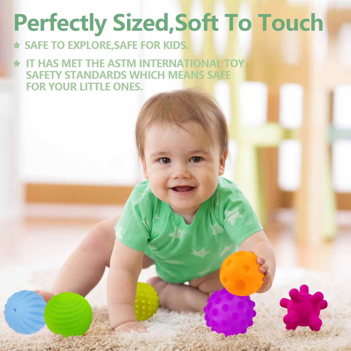 ROHSCE Montessori Toys for Babies 3 Months+, 12Pcs Baby Balls 3 to 12 Month for Babies & Toddlers 3M+, Educational Toys for Babies 6-12 Months